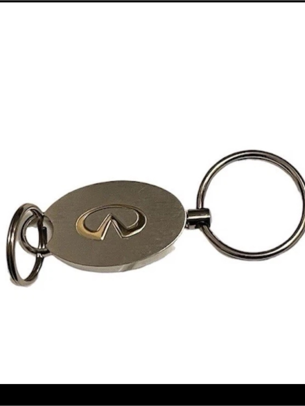 Infiniti Satin Valet Keychain Silver Gold accents